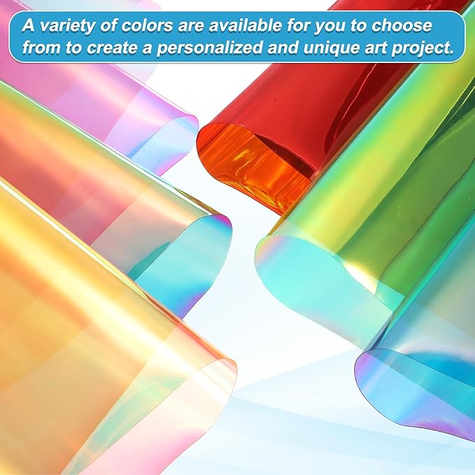 MECCANIXITY Holographic Clear PVC Vinyl Film Holographic PVC Fabric Waterproof Dichroic Film 12 x 48 Inch for Handbags Bows Earrings DIY Craft,Laser Blue Green