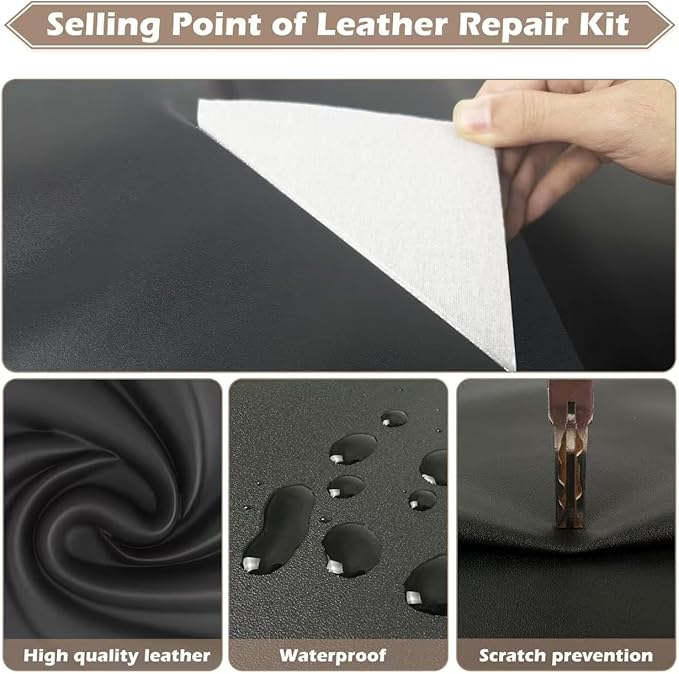 Leather Repair Tape, 16x79 inch Leather Patches for Furniture, Self Adhesive Leather Repair Patch for Sofas, Couches, Leather Covers, Seats, Chairs, Vinyl Repair Tape Dark Brown-Fine Grain