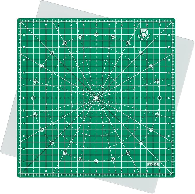 Headley Tools 12"x12" Rotating Cutting Mat, Self Healing Mat with 360-Degree Rotation & Anti-Slip Base, Sewing Board Cutting Mat Perfect for Fabric Quilting Leather Hobby Project, Green