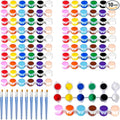 10 Pack Mini Acrylic Paint Set, 12 Colors Washable Paint Strips for Kids & Adults - Includes 20 Brushes (10 Flat + 10 Pointed), kids Paint Kits for Easter Eggs, Birthday, Classroom Party, Art Gifts