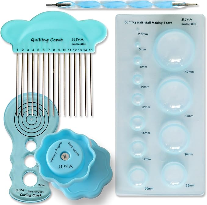 JUYA Paper Quilling Kit with Blue Tools 960 Strips Board Mould Crimper Coach Comb (Paper Width 3mm)