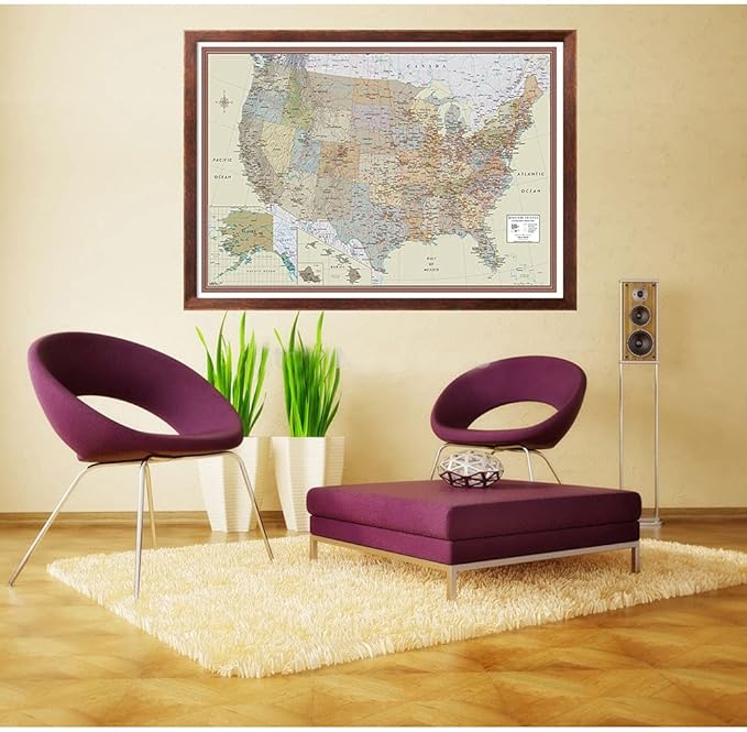 24x36 United States, USA Contemporary Premier Wall Map Poster (24x36 LAMINATED)
