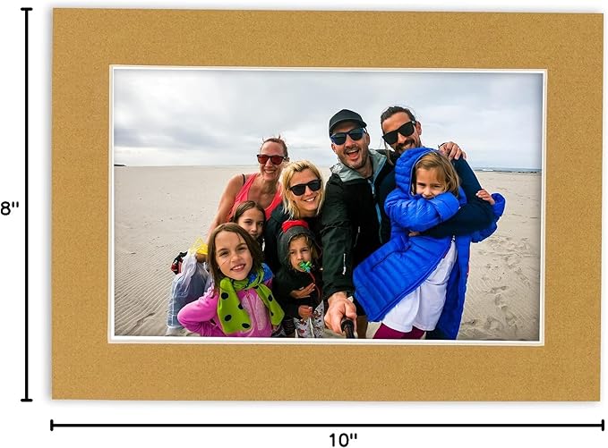 8x10 Mat Bevel Cut for 5x8 Photos - Acid Free Rattan Beige Precut Matboard - For Pictures, Photos, Framing - 4-ply Thickness