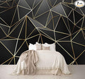 Black and Gold Wallpaper 3D Abstract Geometric Wall Mural for Bedroom Living Room TV Background Wall（Not Peel and Stick）
