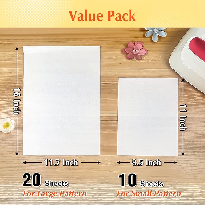 30 Pack PTFE Teflon Paper 16×11.7" 20 Sheets and Teflon Paper 8.5×11" 10 Sheets Mix Pack for Heat Press Heat Resistant Craft Mat,Sublimation Paper and Heat Transfer Paper Reusable