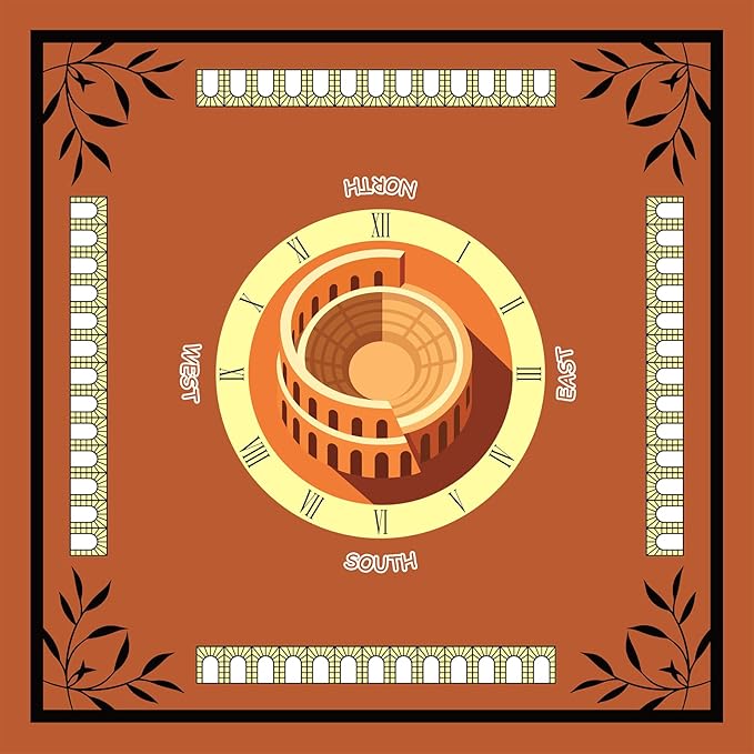 Mahjong Mat for Table 31.5"x31.5", MahJongg Mat Cloth Cover with Game Rules, Mahjong Tablecloth for Poker, Board Games Table Mat, Card Games, Tile Games, Dominoes (Roman Colosseum)