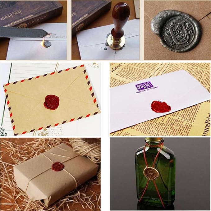 Yoption 5 Pcs Totem Fire Manuscript Sealing Seal Wax Sticks with Wicks Cord Wick Sealing Wax for Postage Letter Retro Vintage Wax Seal Stamp (Purple)