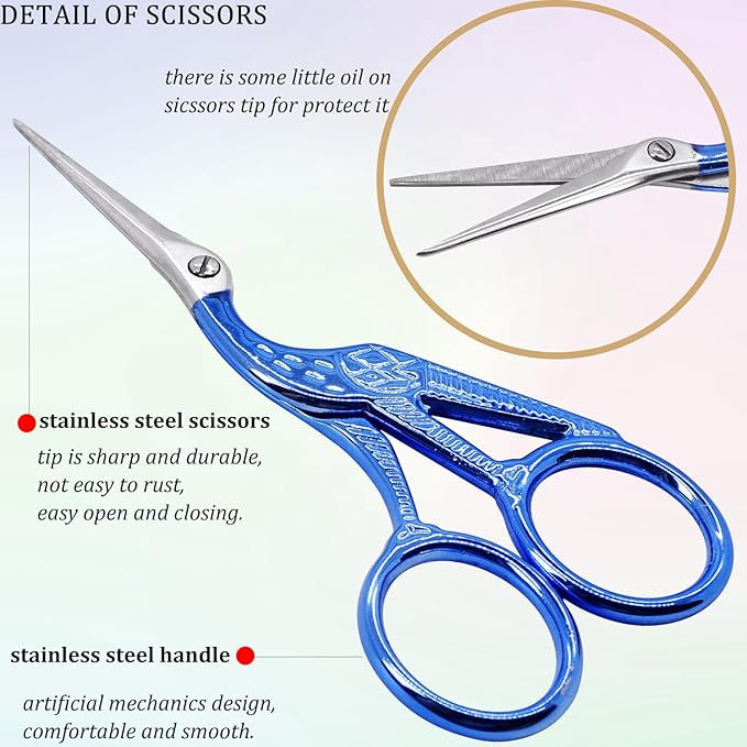 BIHRTC 4.5Inch Little Sewing Scissors Crane Shears with Cover Tassel Stainless Steel Scissor for Crafting Embroidery Needlework DIY Daily Use