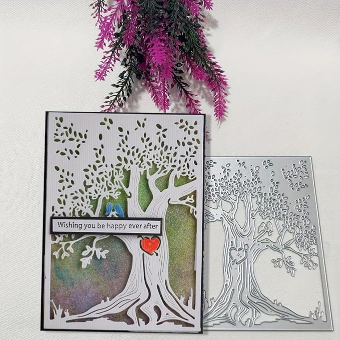 Lapoo Metal Cutting Die for Scrapbooking, 3D Backgrounds Frame New Cutting Dies DIY Album Card Making Decor Paper Craft Metal Die Cuts Party Wedding Decorations (Tree of Life 5.5 x 3.9 in)