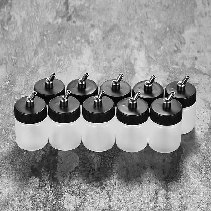ABEST New 10PCS Dual Action Airbrush Plastic Bottle Jar 22CC / Standard Suction Lid Paint Cup Air Brush Accessories Model Air Tool Box
