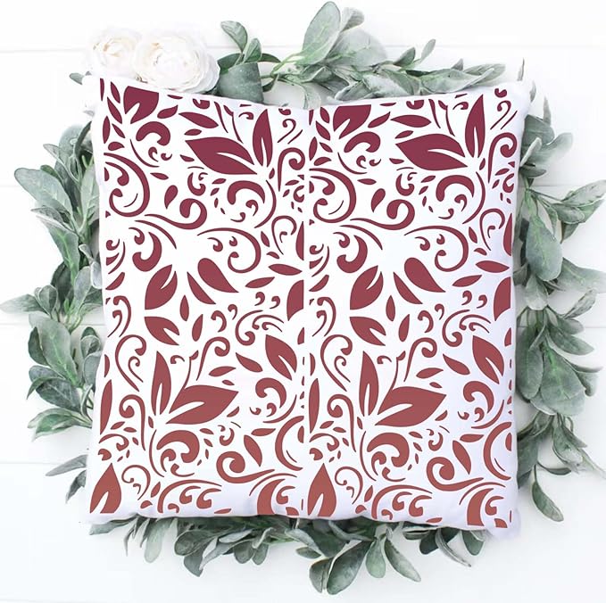 Stencils for Crafts Reusable Texture Stencils Background Stencil Leaf Floral Templates for Painting on Wood Furniture Card Canvas Paper Scrapbook(Border Stencil03-18p)