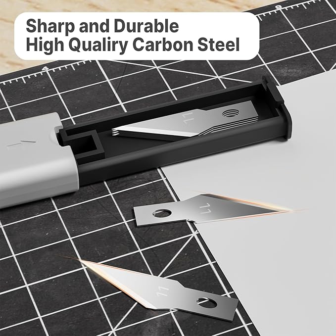 3 PCS Exacto Knife,Hidden Blade Design at The End,Comes with 5 Spare High Qualiry Carbon Steel Exacto Knife Blades. Craft Knife for Crafting, Arts,Modeling,Scrapbooking,Stencil,DIY Projects.Grey