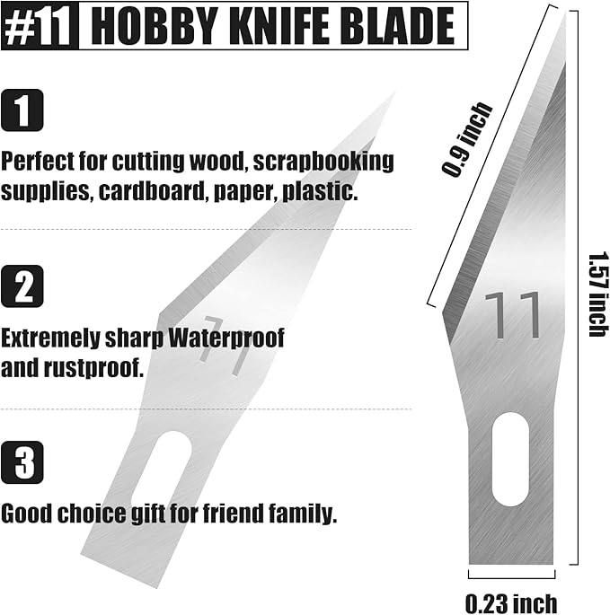 JTIEO 150 PCS Exacto Knife Blades 11, Sharp Hobby Knife Blades, High Carbon Steel Craft Knife Blades, 11 Hobby Knife Replacement Blades, Exacto Blades for Art, Scrapbooking, Stencil, Paper Cutting