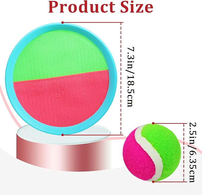 Toss and Catch Ball Game Set with 6 Paddles 8 Balls, Outdoor Beach Toys for Kids and Family, Great Gift Idea