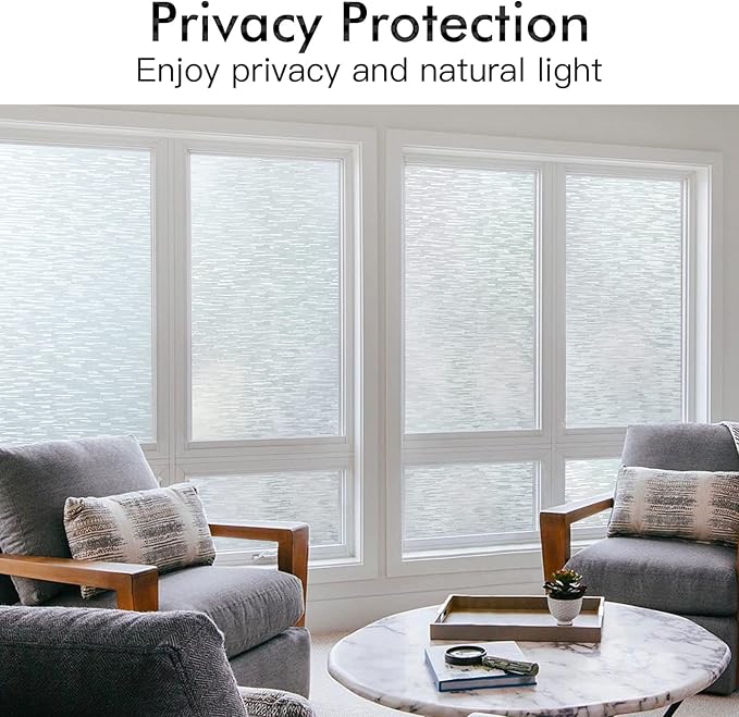 Haton Window Privacy Film, Frosted Glass Static Cling Sun Heat Blocking Window Clings, Frosting Opaque Coverings, Vinyl Removable Stickers Tint for Home Door Office, Non Adhesive 17.5" x 157.4"