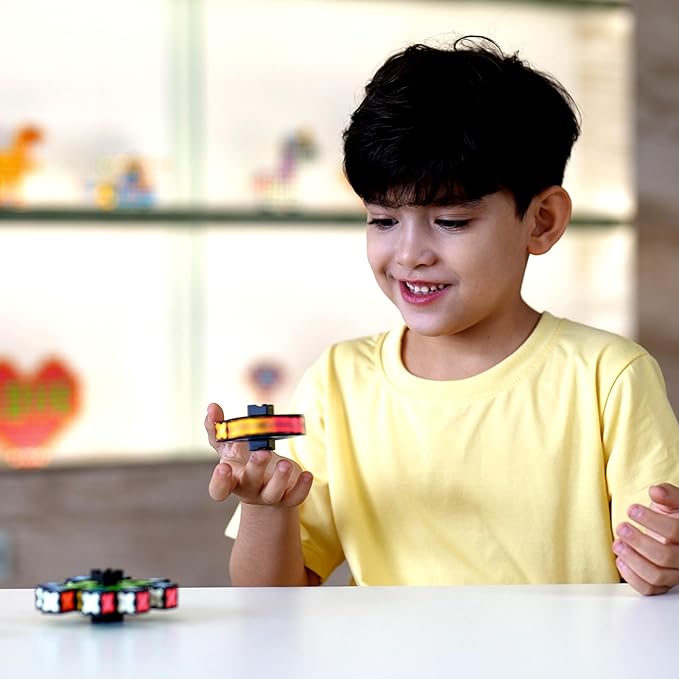 TOSY Magnet Fidget Spinner Glow - 16 Blocks, 3 in 1 Toy: Transformable Fidget Spinner, Infinity Cube, 2x2 Puzzle Cube, Glow, Stress Relief, STEM Magnet Tiles Birthday Gift for Kids/Boys/Girls/Adults