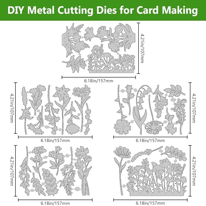 31PCS Flower Metal Die Cuts Wildflower Metal Cutting Dies Flower Leaf Shape Embossing Scrapbooking Cuts Stencil Leaves Embossing Paper Dies for Card Making Album Decorative