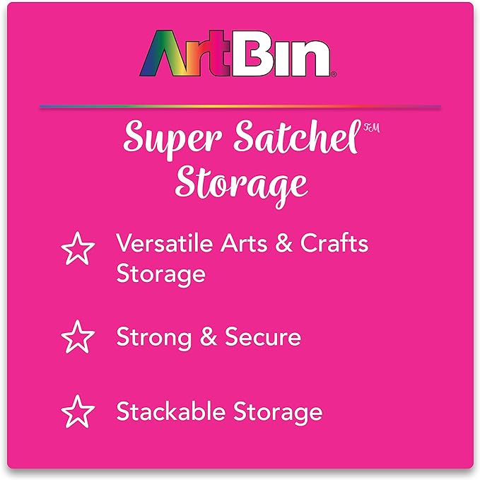 ArtBin 9100AB Super Satchel Slim 1 Open Compartment, Art & Craft Organizer, [1] Plastic Storage Case, Clear