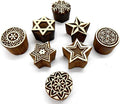 Pack of Elegant Design Wooden Blocks Stamps for Printing on Textiles, Pottery Crafts,Henna, Scrapbooking (Set of 8)