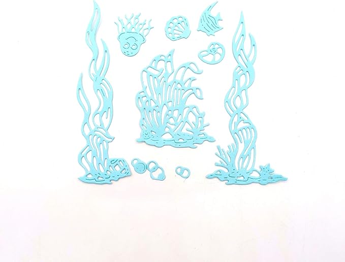 Metal Sea Grass Seaweed Coral Tropical Fish Cutting Dies,Jellyfish Shell Fish Conch Ocean Die Cuts Summer Embossing Stencils Template Mould for Card Scrapbooking and DIY Craft Album Paper Card Decor