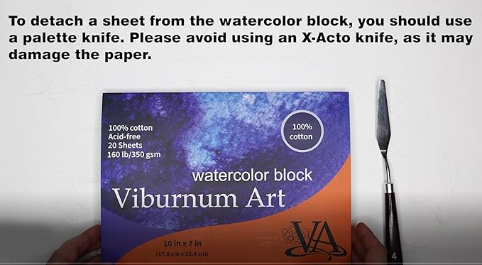 Viburnum Art Cotton Watercolor Paper Pad 160lb/350gsm Cold Press Watercolor Block Watercolor Paper Artist Paper for Adults and Students 20 Sheets 10 x 7 Inches