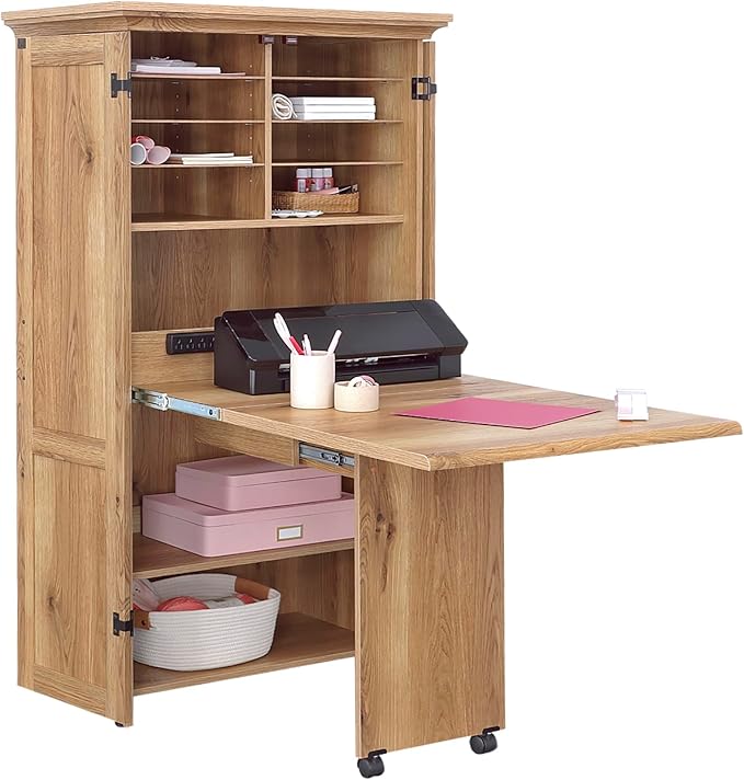 Sauder Miscellaneous Storage Craft & Sewing Armoire, Timber Oak Finish