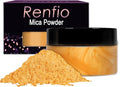 Renfio 100g Mica Powder Pigment Natural Fine Powdered Pigments Pearl Shimmer Epoxy Resin Dye for Painting Soap Making Slime Bath Bombs 3.5 Oz - Gold