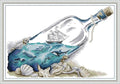 Stitchmelody 14CT Counted Cross Stitch Kits,DMC Unprinted Pattern Embroidery Set Needlework-Sea in a Bottle 16.5''×11.8''