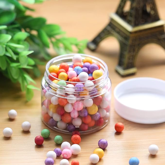 12 Pack 3 oz Plastic Container Jars with Lids Round Clear Travel Cosmetic Container Jars for Toiletries, Lotion, Cream, Ointments, Makeup, Rhinestone, Samples, Kitchen Storage (White)