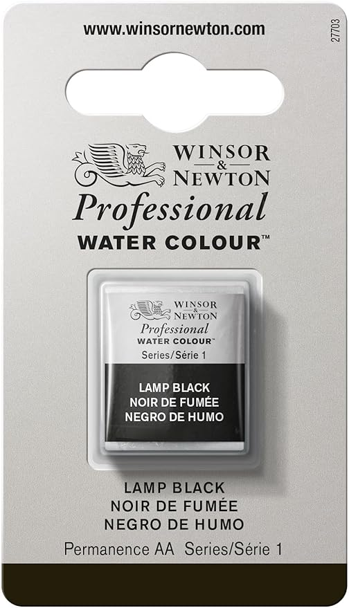 Winsor & Newton Professional Watercolor, Half Pan, Lamp Black
