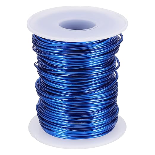 uxcell 16 Gauge / 1.5mm Anodized Aluminum Wire for Jewelry Craft Making, 102 Feet Bendable Flexible Wire for DIY Home Decor Gardening Sculpture, Dark Blue