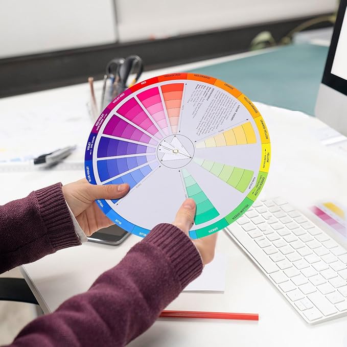 Garneck Creative Color Wheel Learning Chart Color Mixing Rotation Tool for Art and Nail Professionals Easy Use Colour Guide with Tints Shades and Definitions