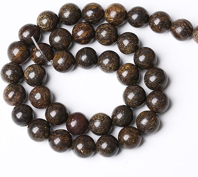 58pcs 6mm Natural Stone Beads Brown Bronzite Gemstone Round Loose Beads for Jewelry Making DIY Bracelet Necklace