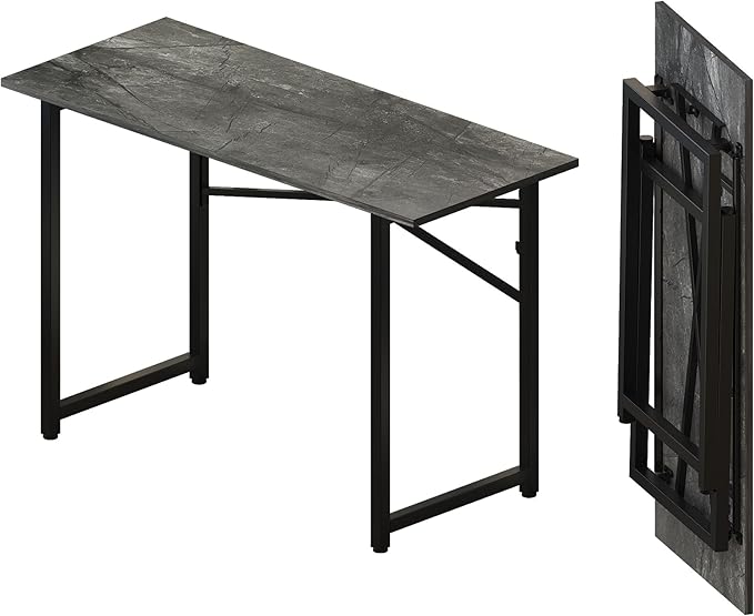 Folding Computer Desk 47 inch Writing Gaming Computer Camping Table, No Assembly Required Home Office Desk, Grey