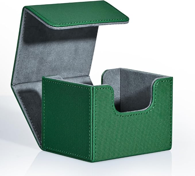 ZLCA Card Deck Box for Trading Cards, MTG Commander Deck Box Holds 120+ Single Sleeved Cards, Leather Magnetic Card Storage Box Fits for TCG CCG Magic Cards (Green)