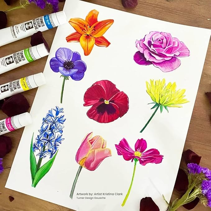 Turner Watercolor Paint Set - Design Gouache Premier Opaque Watercolor Paint - 25 ml Tubes - Set of 18 Assorted Colors
