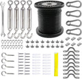 String Lights Hanging Kit,Globe String Lights Suspension Kit,Outdoor Light Guide Wire, 196 FT Nylon Coated Stainless Steel Wire Rope Cable,Turnbuckle and Hooks,Enough Accessories