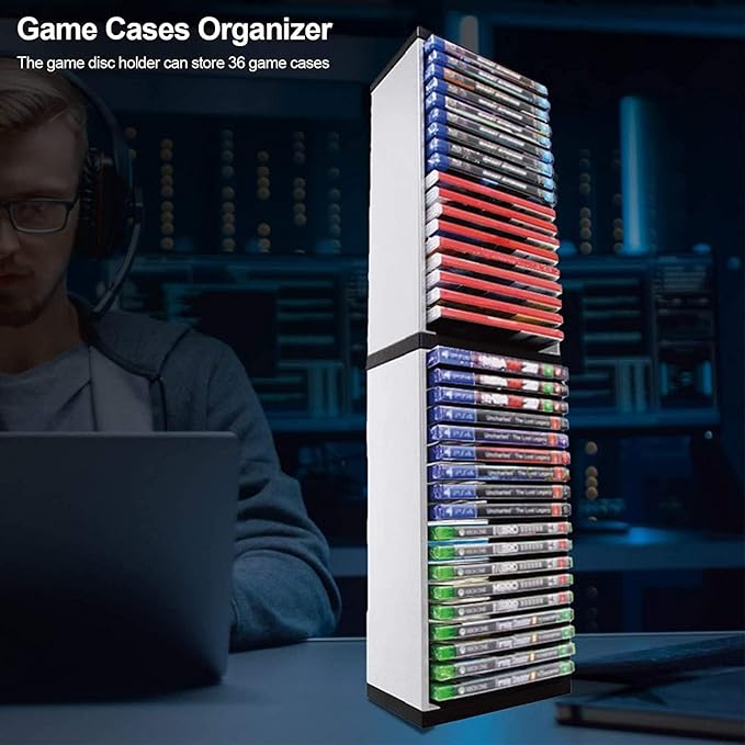 Bestswitch Video Game Storage Stand Tower for PS5/ PS4/ PS3/ Xbox Series S & X/Xbox one Game, Universal Game Disc Holder Vertical Stand Organizer Tower