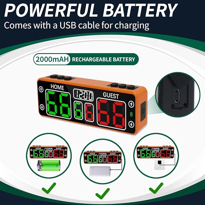 YZ Upgraded Digital Scoreboard with Timer, Mini Magnetic Electronic Scoreboard, LED Portable Scoreboard Basketball, Cornhole Score Keeper for Indoor&Outdoor Games