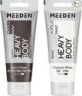 MEEDEN Acrylic Paint Burnt Umber: Bundled with Titanium White Color - 100ml/3.38oz x 2 Bulk Heavy Body Acrylic Paint Tubes for Art Craft Painting