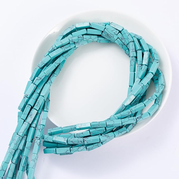 Natural Blue Turquoise Rectangle Tube Beads 4x13mm 38cm/str Loose Semi Gemstone Stone Beads for Making Bracelets Necklace Earrings