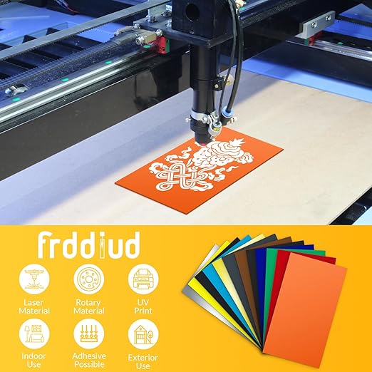 Laser Engraving Blank ABS Double Color Plastic Sheet, 11.8x6.49x0.05 inch Materials Double Color Plastic Sheet for Interior Signs, Badges, DIY Carving Pack of 12 (12 Color)