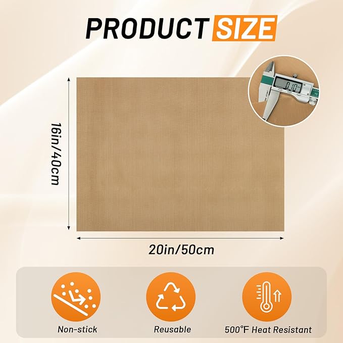 Svaldo Teflon Sheets for Heat Press, 10 Pack, 16x20 Heat Press Paper for T Shirts, Hat, Reusable Non Stick PTFE Teflon Sheet, Iron Transfer Paper for Sublimation Machine, Craft & Baking