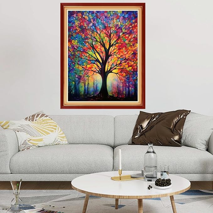 Dimxvean Stamped Cross Stitch Kits,Cross Stitch Kits for Adults Beginners,Embroidery Kits Full Range of Cross Stitch Stamped Kits Needlepoint Kits Cross Stitch Patterns-Night Light Tree 16x20 inch