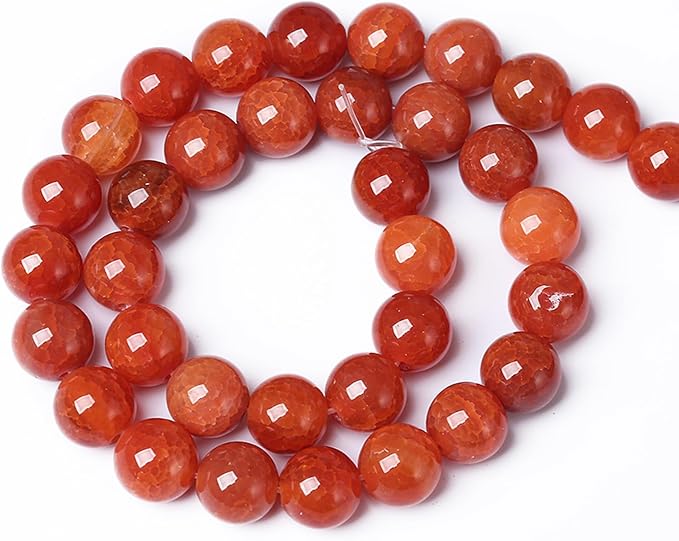 6mm 60pcs Natural Red Dragon Vein Agate Stone Beads for Jewelry Making Energy Healing Round Beads DIY Bracelet Necklace Accessories 15" (6mm, Red Dragon Vein Agate)