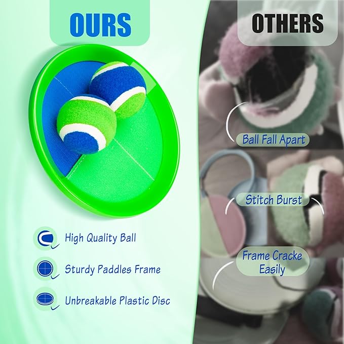 PlayZap Toss and Catch Ball Set Upgraded - Kids Baseball Toys Sturdy PVC for Family Games - Water-Resistant Great for Beach Pool Yard Outdoor - Gift for 3 4 5 6 7 8 9 10 11 12+ Years Old Boys Girls