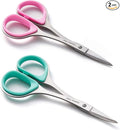 Beaditive Sewing and Embroidery Scissors Set (2 Pc.) Curved and Straight, Sharp, Stainless-Steel Design | Precision Tips, Ergonomic Rubber Handle Grip | Small, Compact DIY Use (1 Curved, 1 Straight)