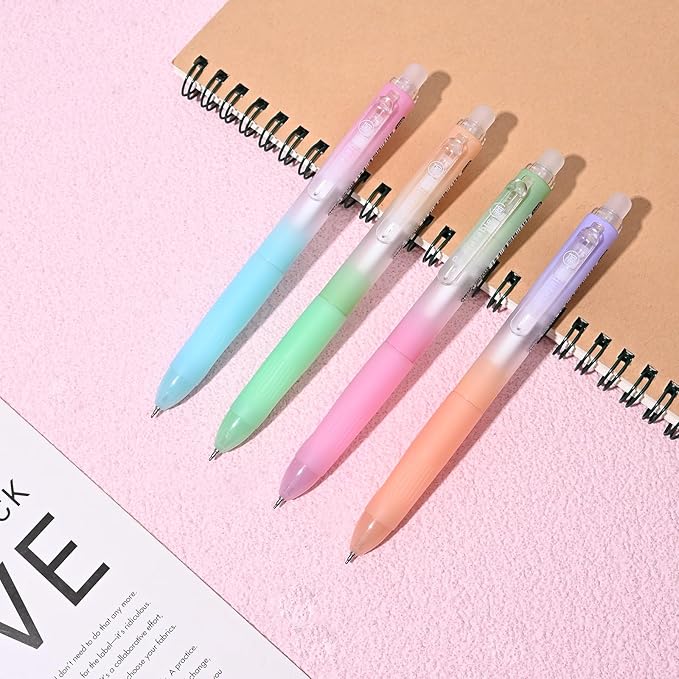 Temiary 4 Pcs Erasable Gel Pens & 10 Pcs Refills, Retractable Ink Pen with Eraser Clear, 0.5mm Fine Point Smooth Writing Make Mistakes Disappear for Crossword Puzzles Note Taking (Black Ink)