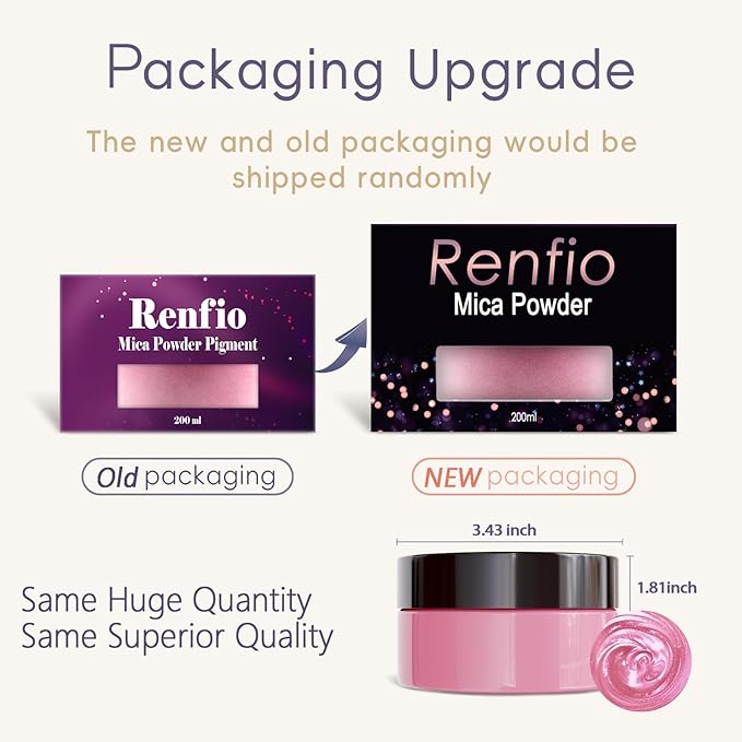 Renfio 100g Mica Powder Pigment, Metallic Natural Dye Mineral Pearl Shimmer Epoxy Resin Dye for Painting Soap Making Slime Bath Bombs 3.5 Oz - Rose Red
