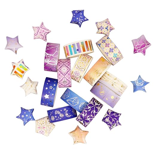 12 Rolls Galaxy Washi Tape Set Bronzing Starry Night Decorative Masking Tape for Scrapbooking, Bullet Journal, Planner, DIY Crafts, Gift Wrapping